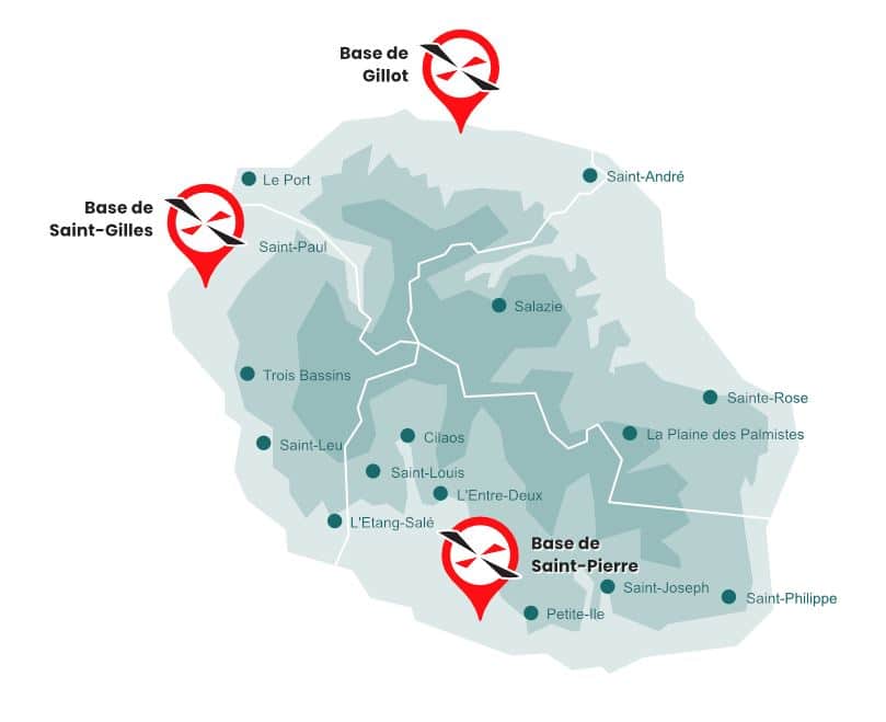 heliports map réunion